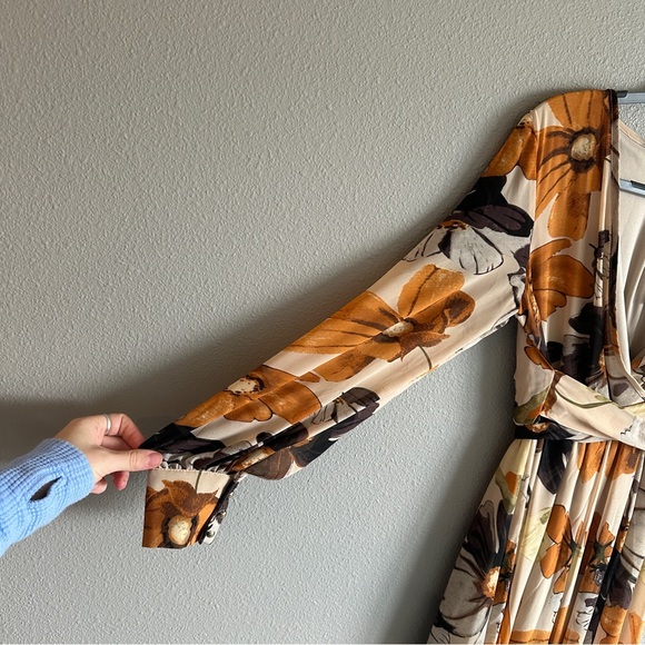 Baltic Born Floral Long Sleeve Dress - Cream and Brown - Picture 7 of 13